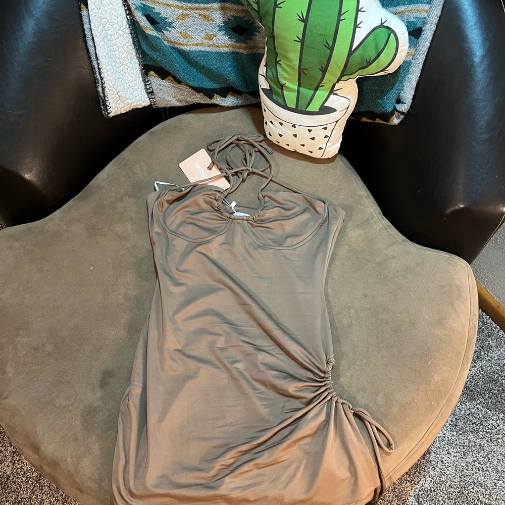 Brown Ruched Dress
